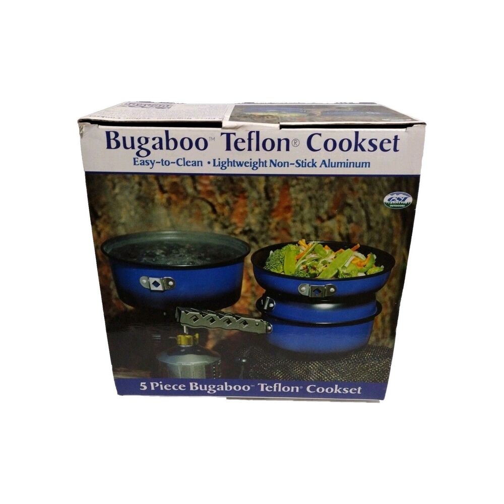 GSI Outdoors Bugaboo 5 pc Teflon Cookset Blue Non-Stick Aluminum Camp Tailgate